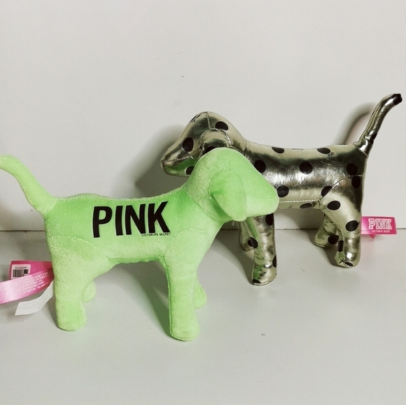 VICTORIA secret pink plush dog collectable pair - Picture 1 of 7